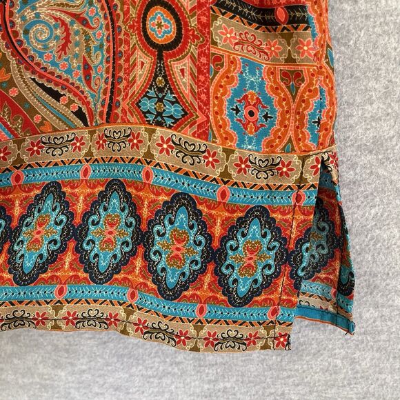 Tolani Boho Silk Tunic Dress Size M Vibrant Festival Hippie Tassels Cover Up - Picture 10 of 16